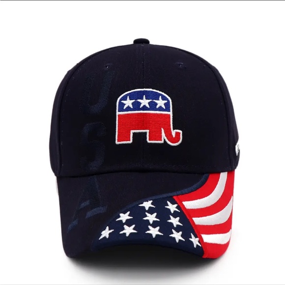 🇺🇸🐘Nicely Embroidered Republican Elephant Logo Stars & Stripes Adjustable Cap - Picture 4 of 9